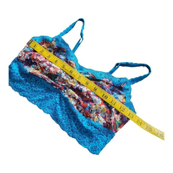 NWT Soma Bralette Medium Women Blue Lace Floral Ruched Square Neck‎ Adjustable - Picture 3 of 8